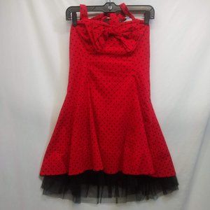 50's polka dot red dress with mesh